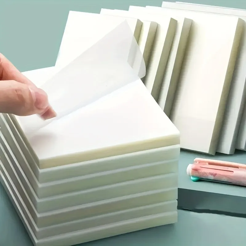 Transparent Sticky Notes – See-Through Removable Memo Pads for Students, Aesthetic Minimalist Note-Taking, Repositionable Self-Adhesive Stickers for Books & Planners